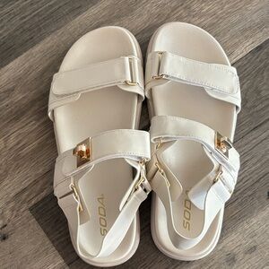 Soda Women's Cream Sandals with Gold Details